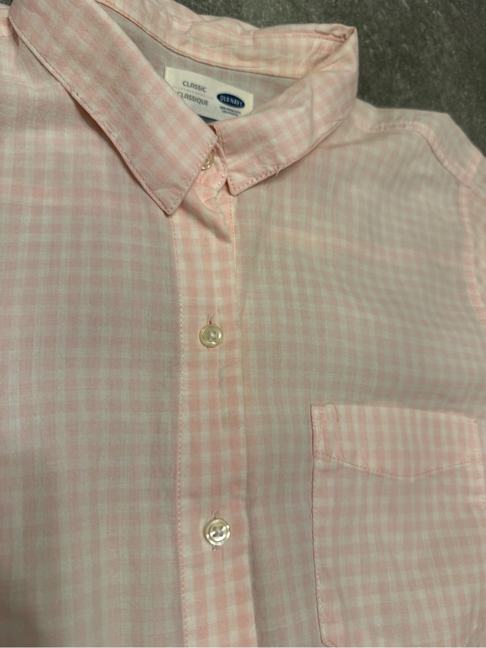 EUC Old Navy Women’s 100% Cotton Lightweight Pink Gingham Button Down - Size L
